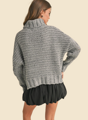 Chunky Knit Turtle Neck Cable Sweater