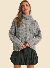 Chunky Knit Turtle Neck Cable Sweater