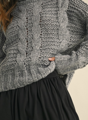 Chunky Knit Turtle Neck Cable Sweater