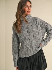 Chunky Knit Turtle Neck Cable Sweater