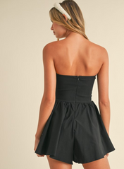 Strapless Flared Dropwaist Romper