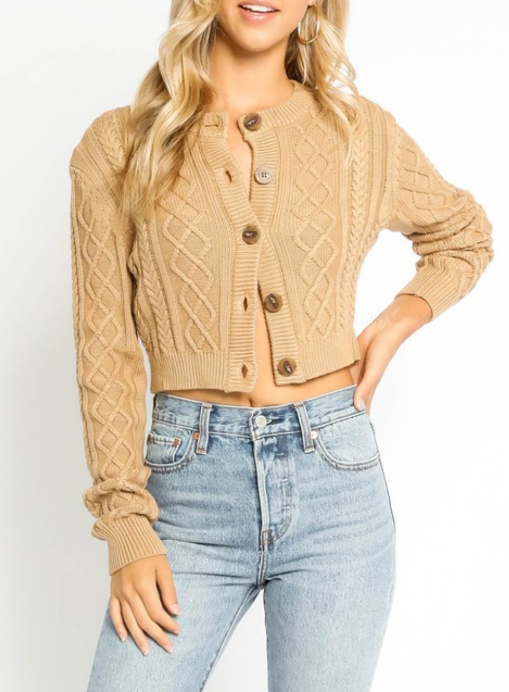 Cable Knit Cropped Sweater - Highly Praise