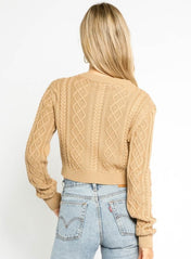 Cable Knit Cropped Sweater - Highly Praise