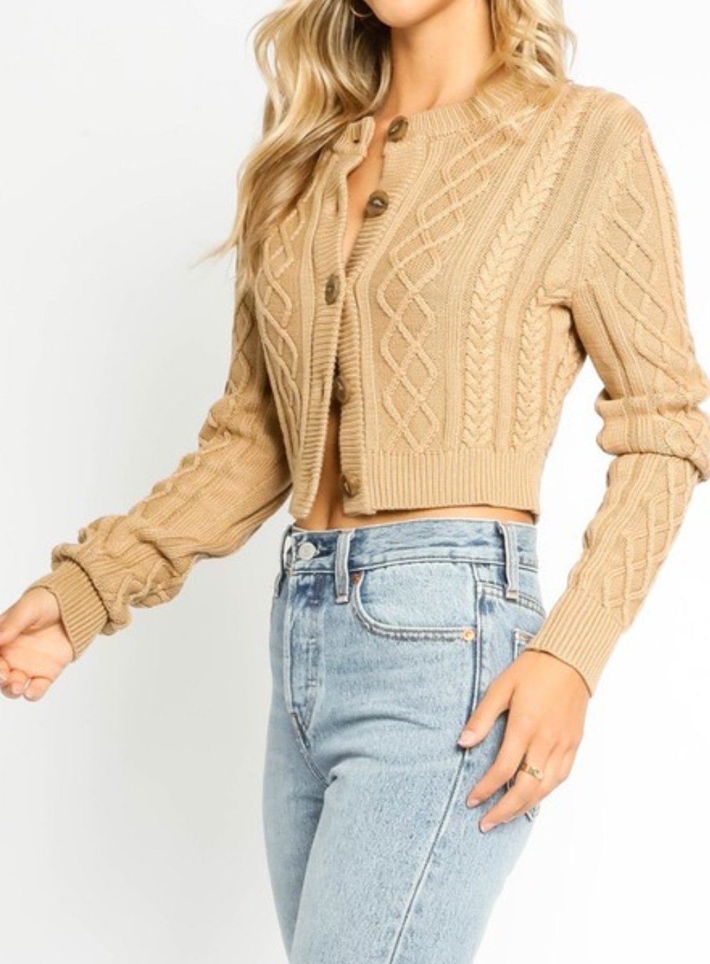 Cable Knit Cropped Sweater - Highly Praise