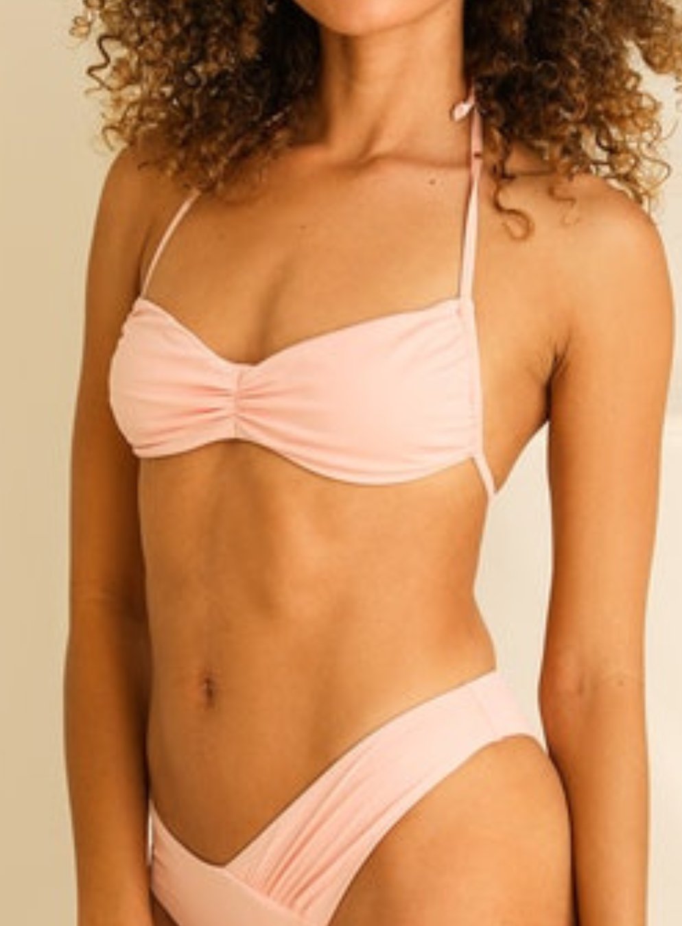 Christina Tie Straps Bandeau Bikini Top in Sunset Pink - Highly Praise