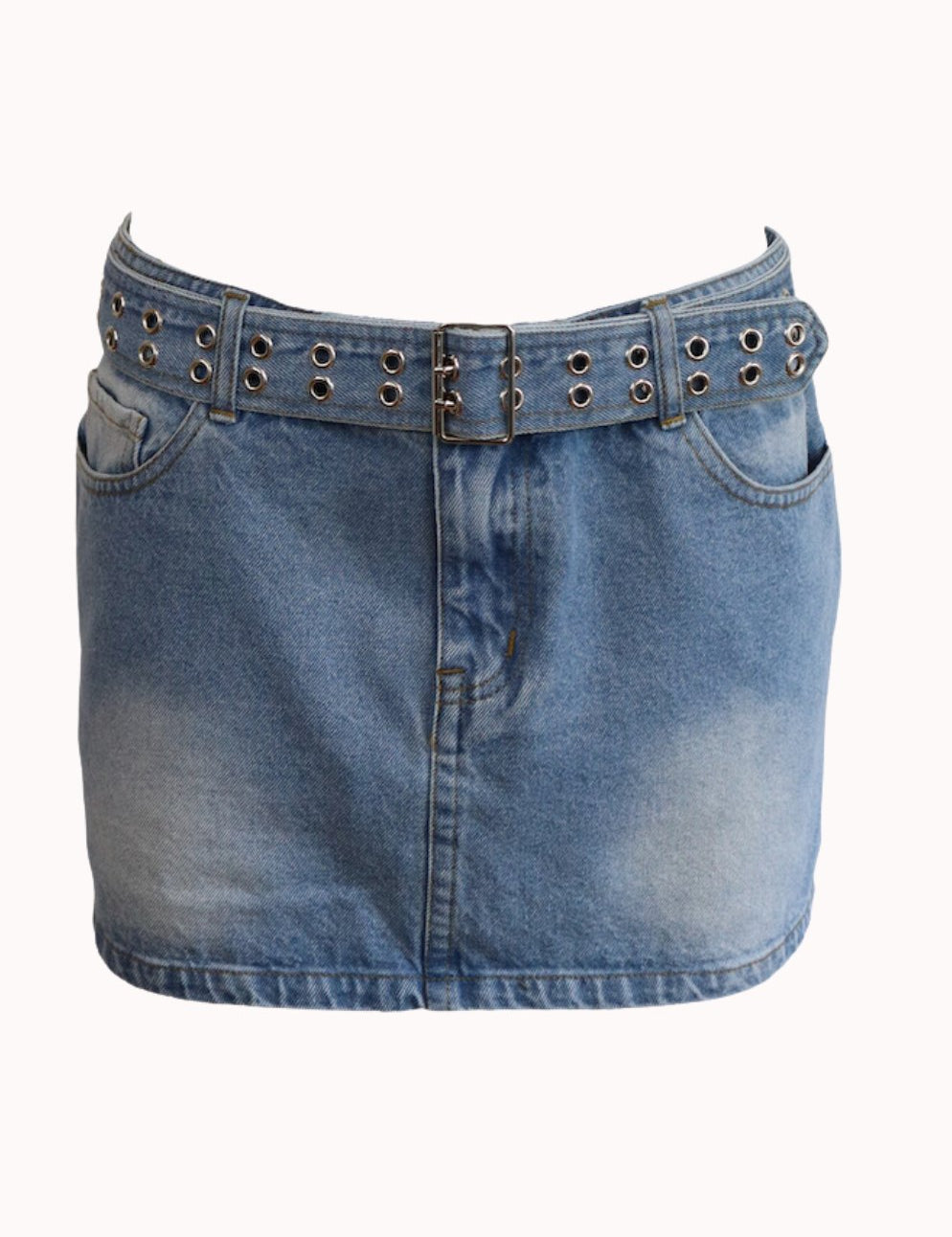 Denim Belted Micro Skirt - Highly Praise