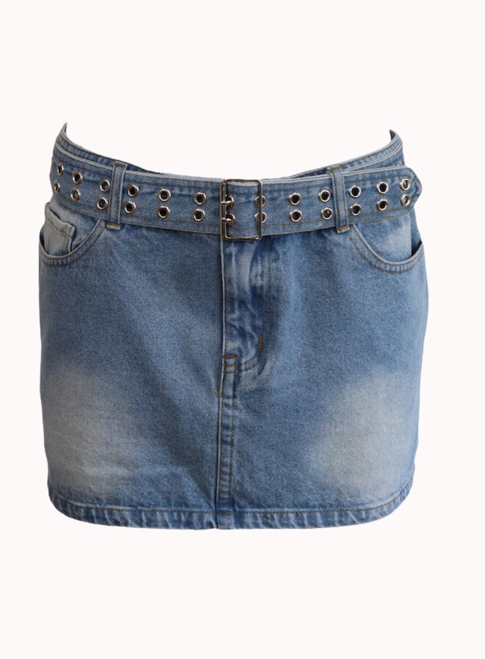 Denim Belted Micro Skirt - Highly Praise