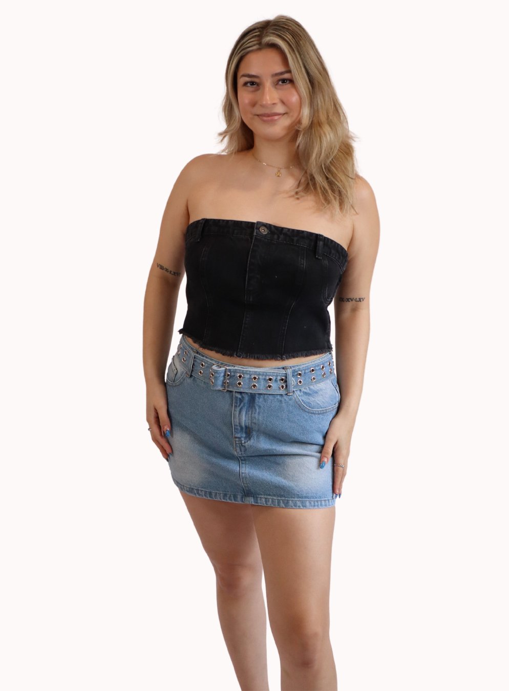 Denim Belted Micro Skirt - Highly Praise