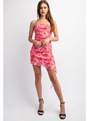 Floral Printed Mesh Mini Dress - Highly Praise