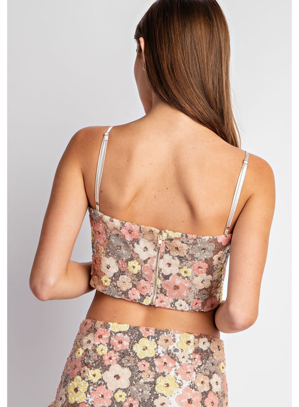 Flower Sequin Cami Crop Top - Highly Praise