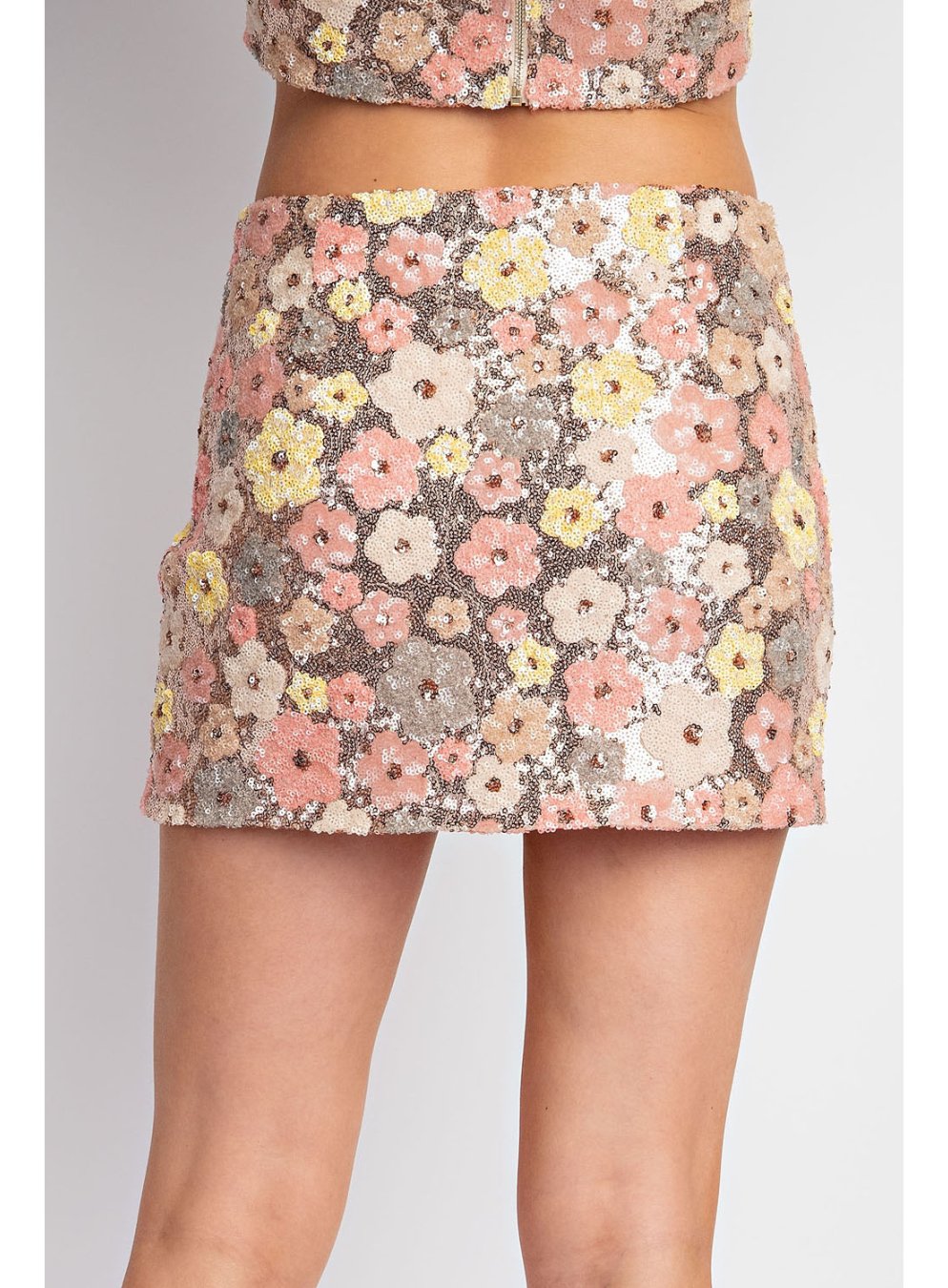 Flower Sequin Mini Skirt - Highly Praise