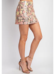 Flower Sequin Mini Skirt - Highly Praise