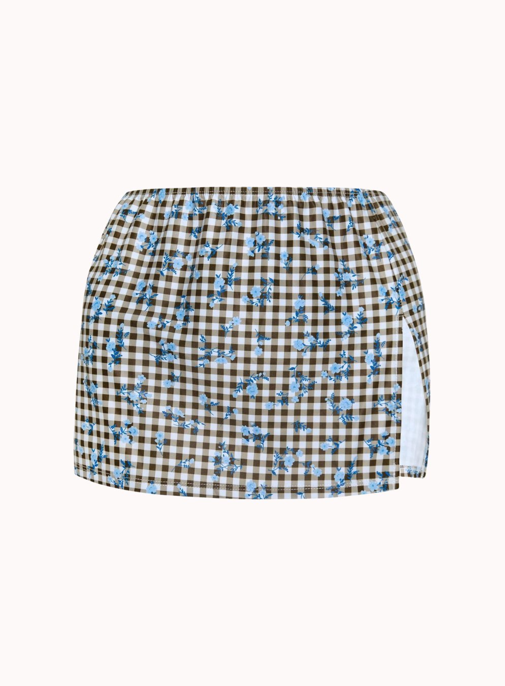 Goby Skirt In Floral Gingham Brown - Highly Praise