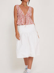 Rolia Tie Top In Ditsy Floral Blush Red - Highly Praise