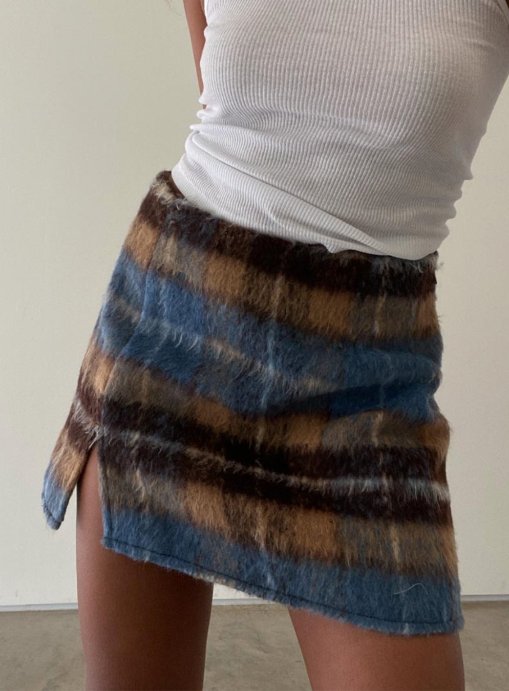 Slit Plaid Detail Mini Skirt - Highly Praise