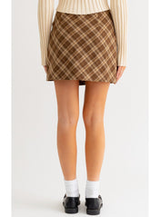 Wrap Plaid Mini Skirt - Highly Praise